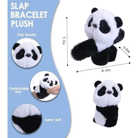 Panda Slap Bracelets Stuffed Animal for Kids, Plush Animal Snap Bracelets Cutie - Picture 3 of 4